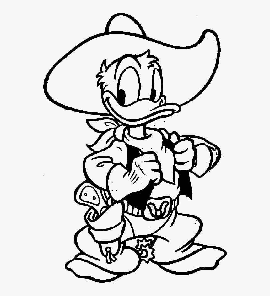 Dibujo de Pato Donald Vaquero para Colorear
