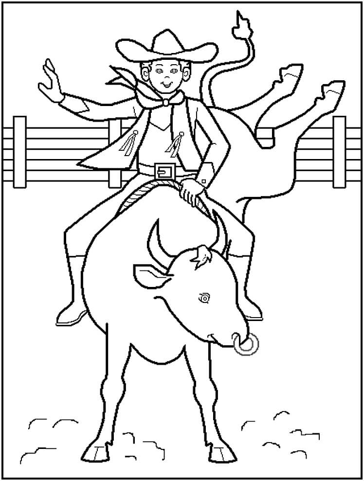 Dibujo de Sonriente Vaquero Equitacin Caballo para Colorear