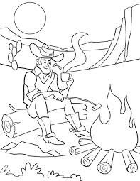 Dibujo de Vaquero Acampar para Colorear