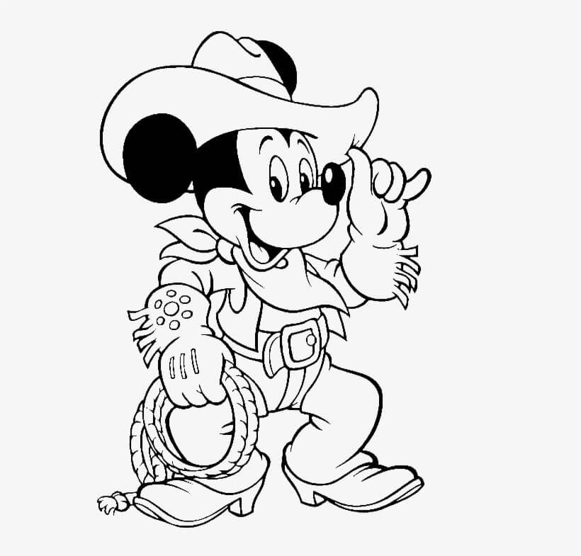 Dibujo de Vaquero de Mickey Mouse para Colorear