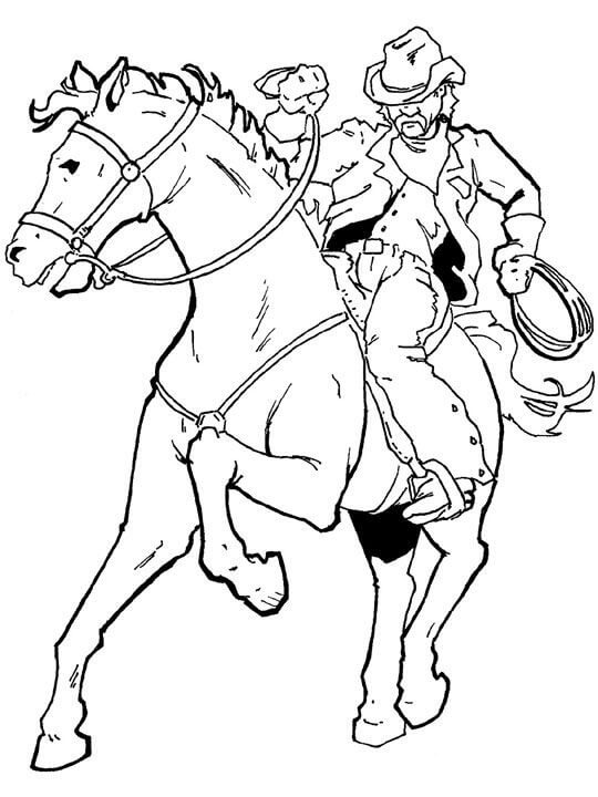 Dibujo de Vaquero Equitacin Caballo para Colorear