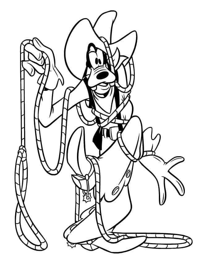 Dibujo de Vaquero Goofy para Colorear