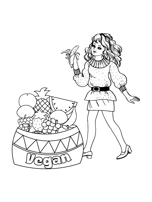 Dibujo de Creative Vegan Coloring Template para Colorear