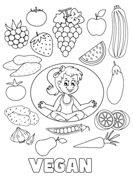 Dibujo de Vegan Themed Coloring Page para Colorear