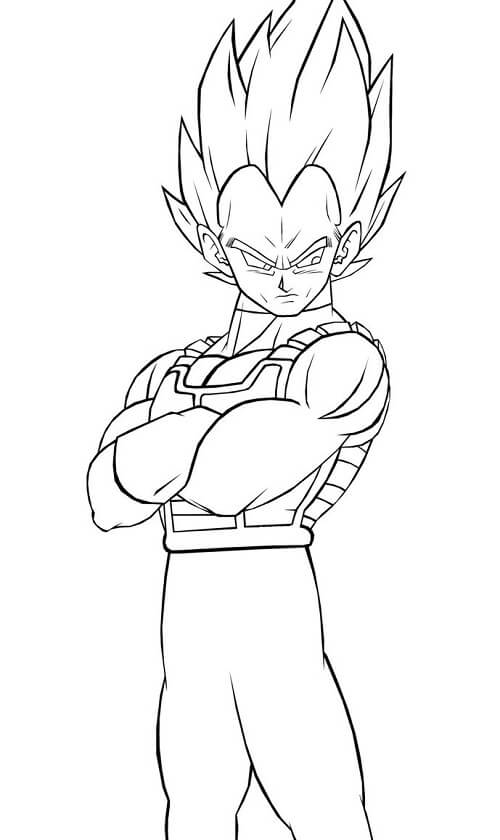 Dibujo de Vegeta Arrogante para Colorear