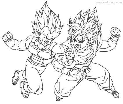 Dibujo de Vegeta Vs Songoku para Colorear
