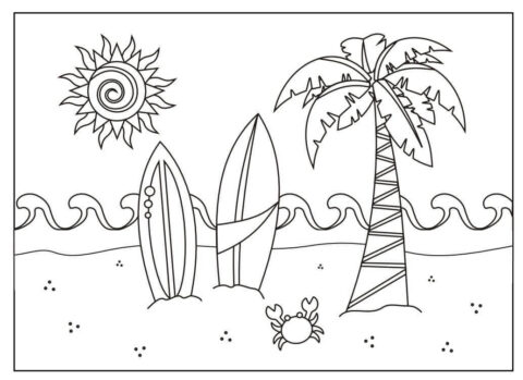 Dibujo de Vacaciones de Verano para Colorear