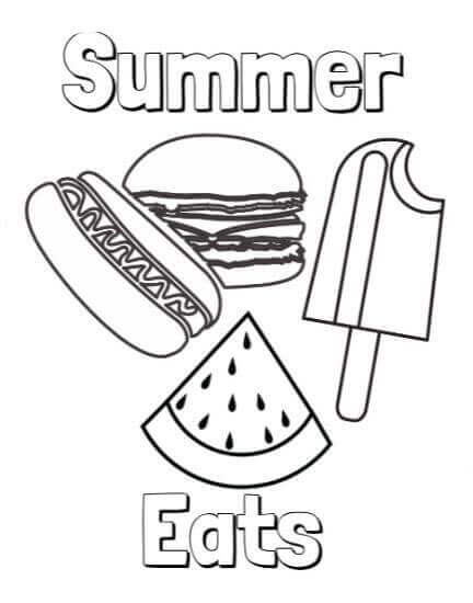 Dibujo de Verano Comer para Colorear