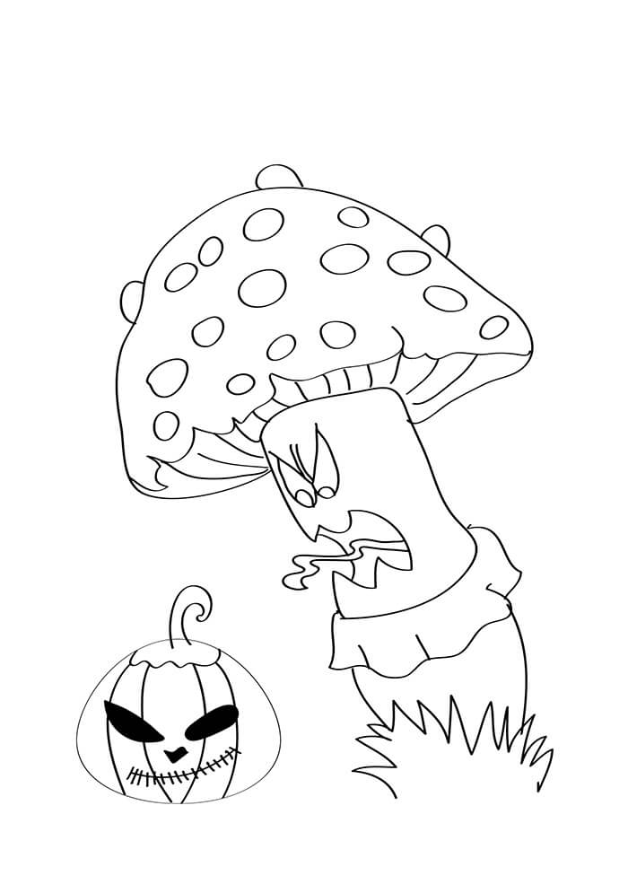 Dibujo de Calabacin Azar con Champinones para Colorear