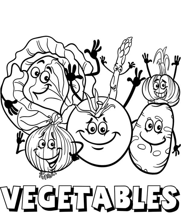 Dibujo de Conjunto de Vegetales para Colorear