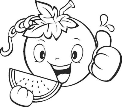 Dibujo de Sandía Divertido 2 para Colorear