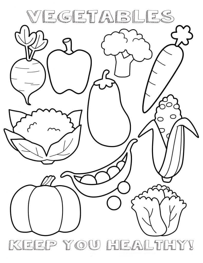 Dibujo de Vegetales Saludables para Colorear