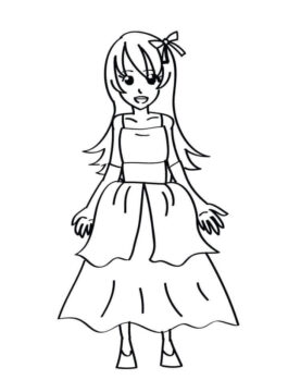 Dibujo de Chica en Vestido para Colorear