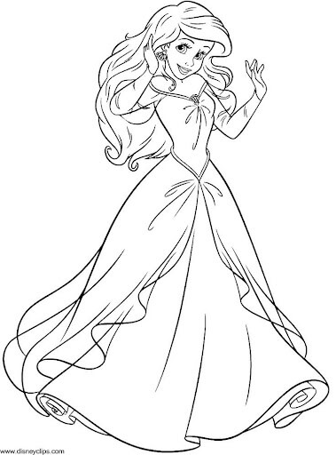 Dibujo de Vestido Ariel para Colorear
