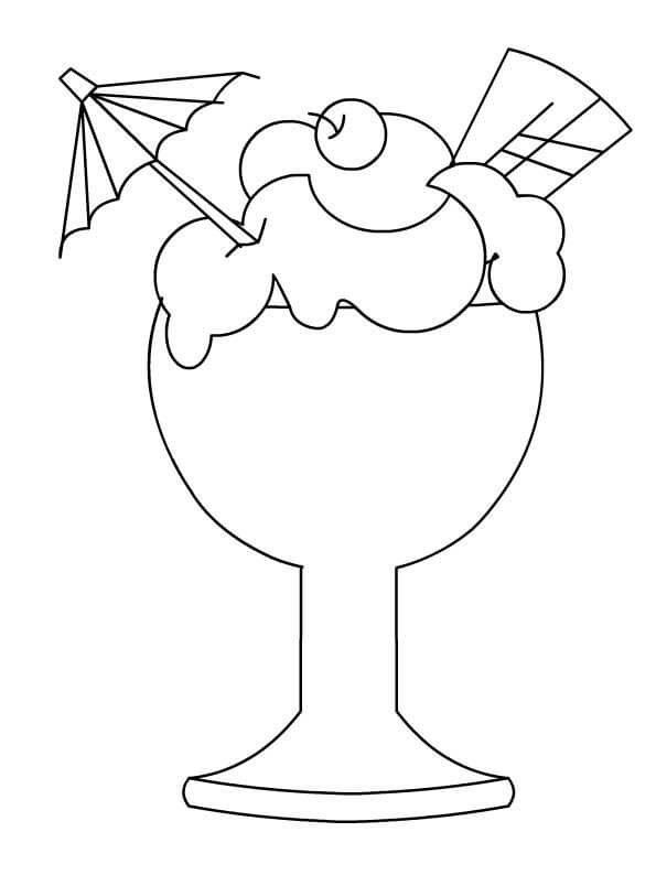 Dibujo de Helado en Vaso de Cristal para Colorear