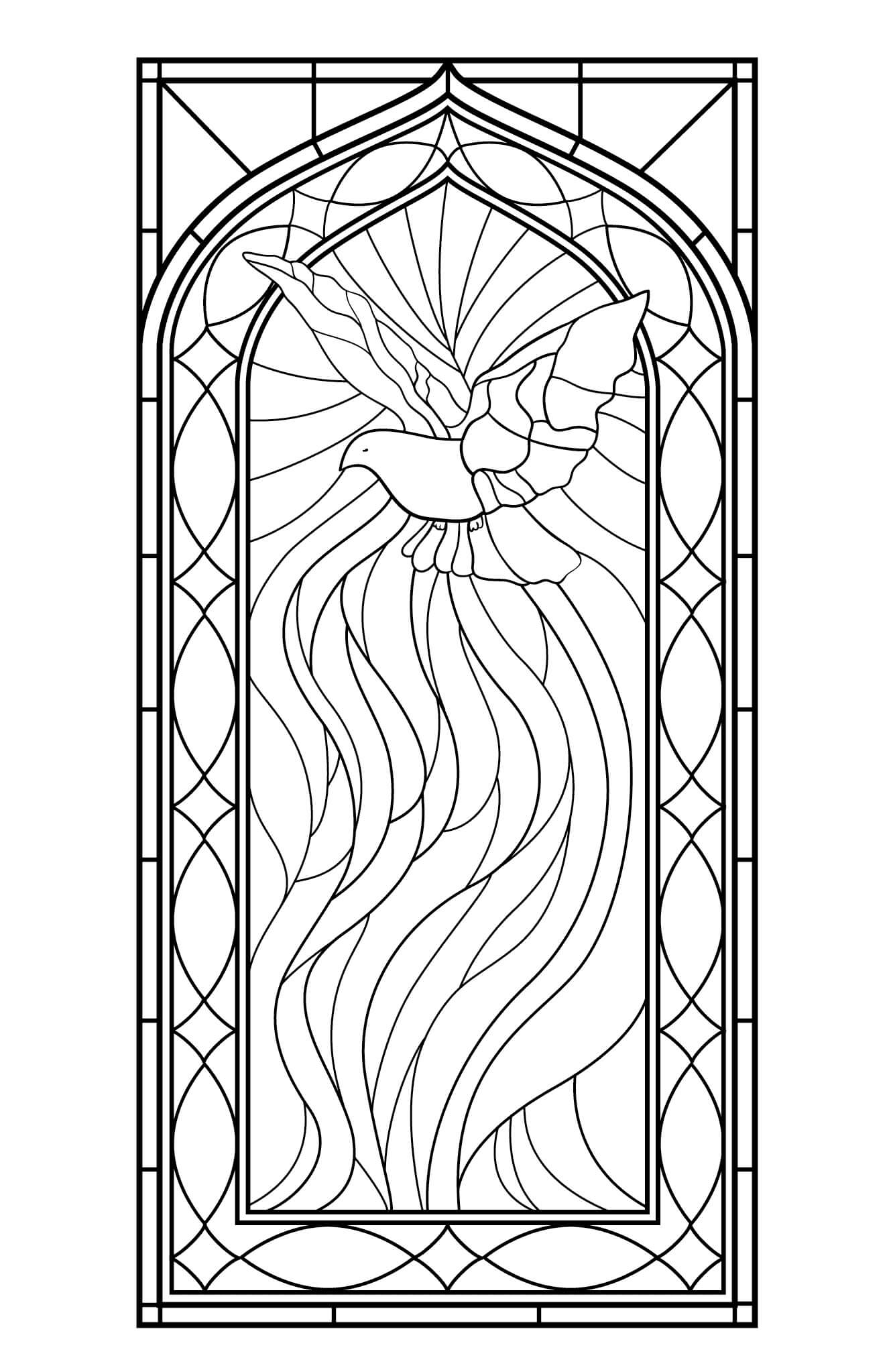 Dibujo de Vidrieras Sencillas para Colorear