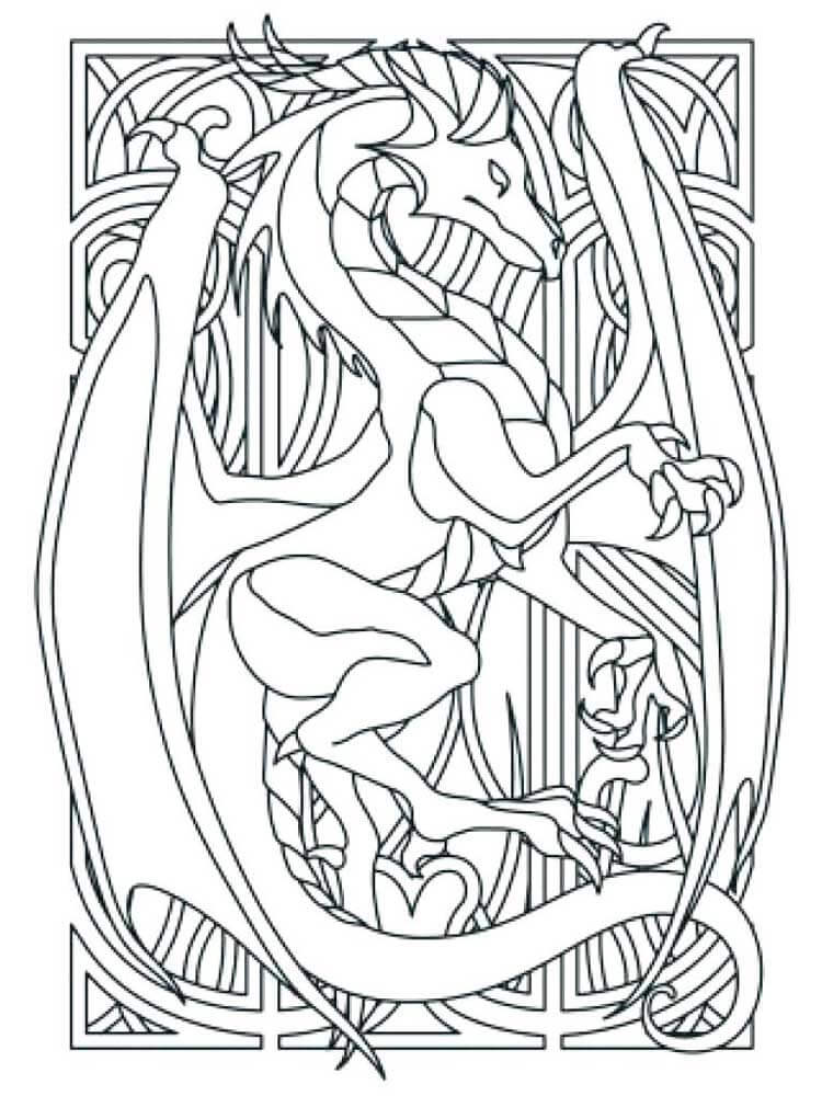 Dibujo de Vidrieras de Dragones para Colorear