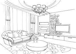 Dibujo de Sala de Estar de la Villa para Colorear