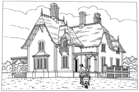 Dibujo de Villa Victoriana para Colorear