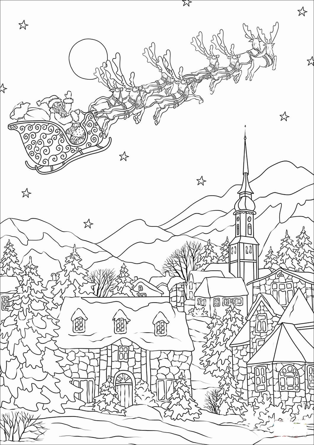 Dibujo de Villa en Navidad para Colorear