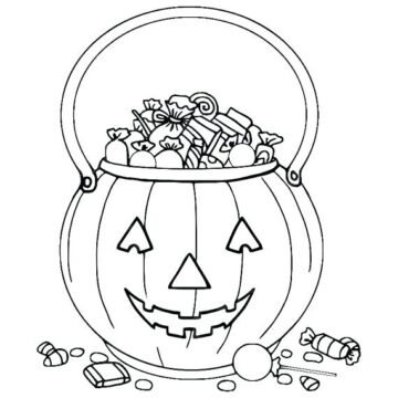 Dibujo de Truco o Trato Calabaza Bolsa para Colorear