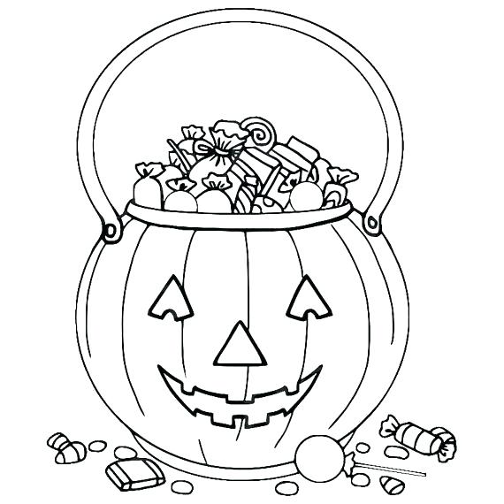 Dibujo de Truco o Trato Calabaza Bolsa para Colorear