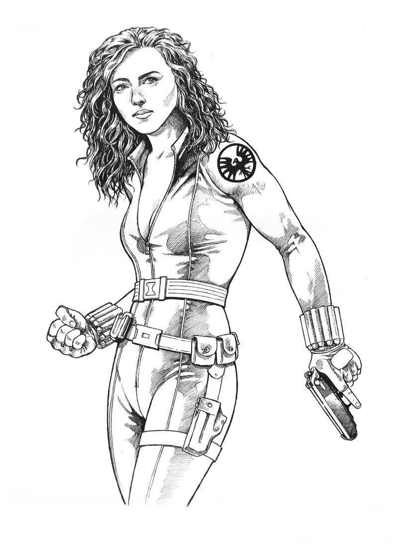 Dibujo de Hermosa Viuda Negra para Colorear