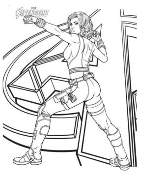 Dibujo de Viuda Negra Peleando para Colorear
