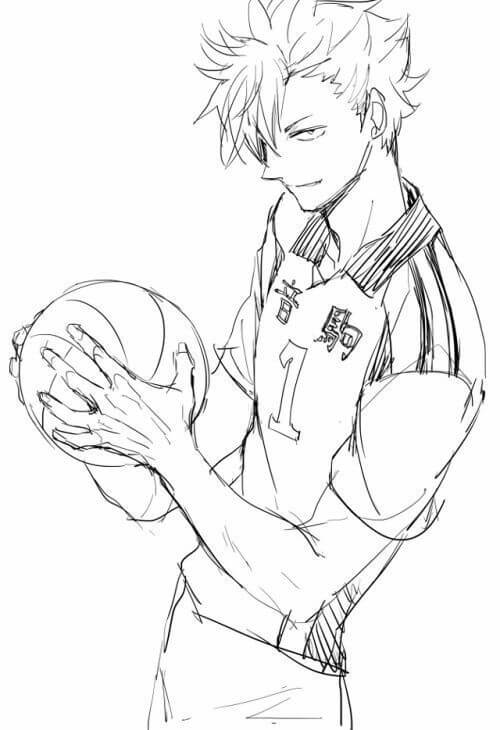 Dibujo de Frikismo Jugando Voleibol para Colorear