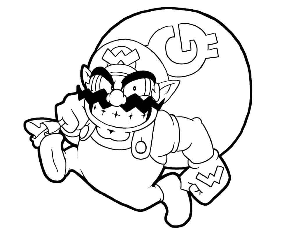Dibujo de Wario Divertido para Colorear