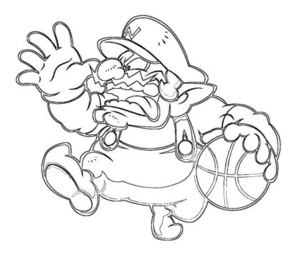 Dibujo de Wario Jugar Baloncesto para Colorear