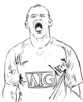 Dibujo de Wayne Rooney Grito para Colorear