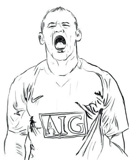 Dibujo de Wayne Rooney Grito para Colorear