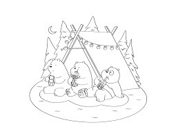 Dibujo de Nosotros Somos Oso Ir a Picnic para Colorear