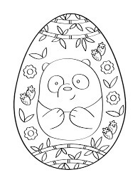 Dibujo de Oso Panda en Huevo de Pascua para Colorear