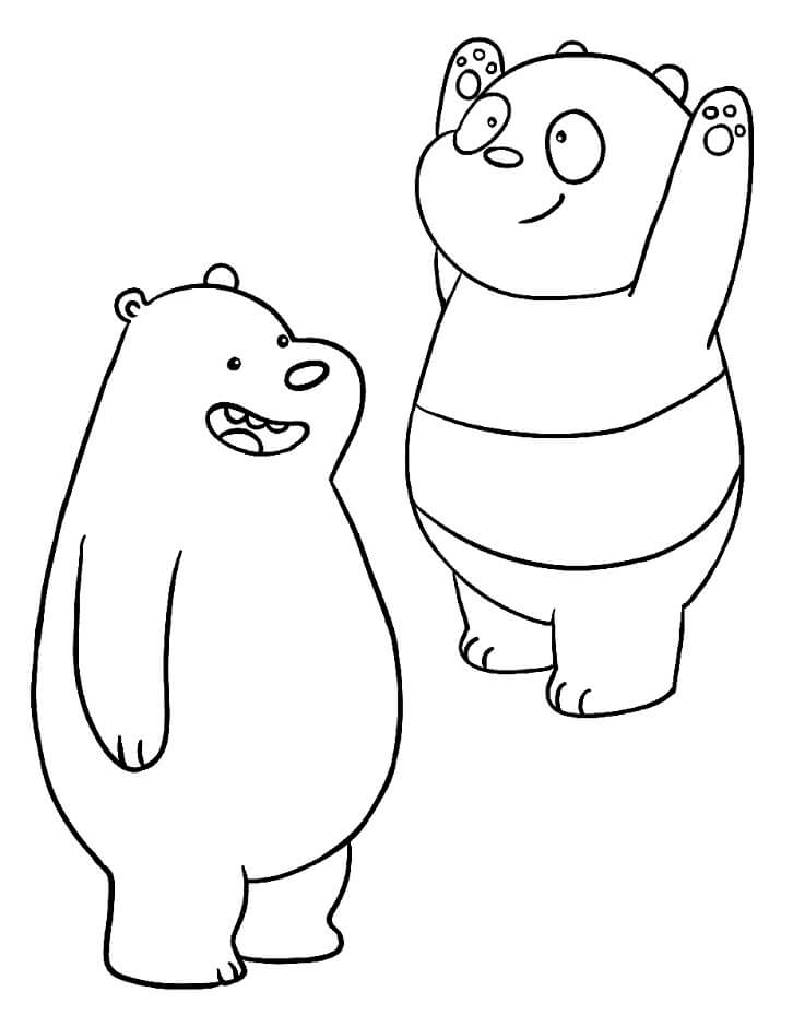 Dibujo de Oso Pardo y Panda para Colorear