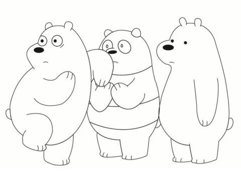 Dibujo de Tres Oso Divertido para Colorear