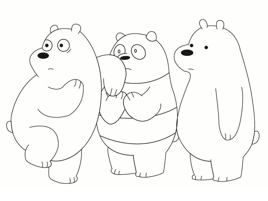Dibujo de Tres Oso Divertido para Colorear