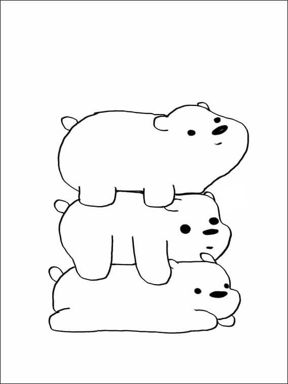 Dibujo de Tres Osos Acostados para Colorear