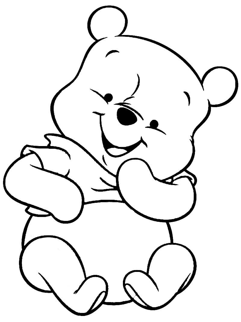 Dibujo de Bebé Winnie The Pooh Sentado para Colorear