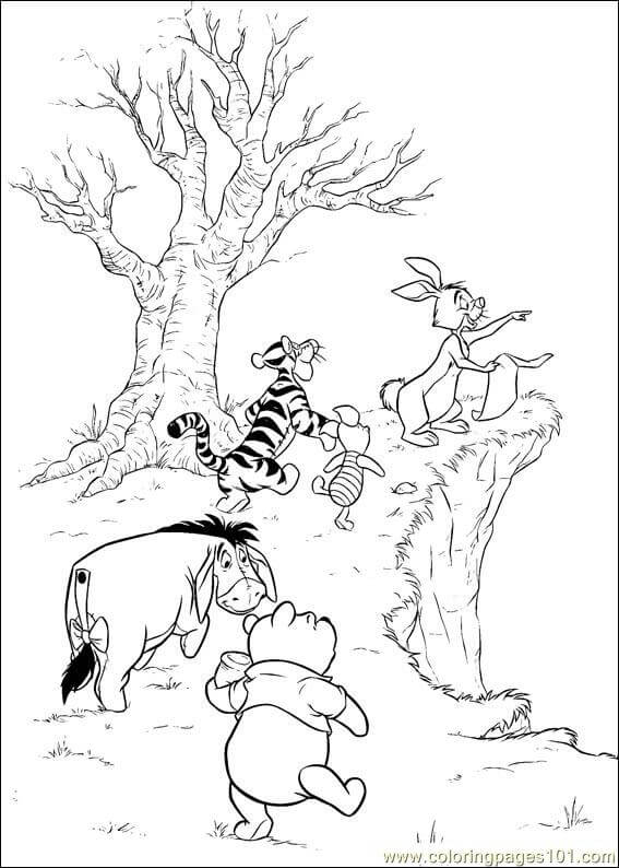 Dibujo de Gran Winnie de Pooh y Amigos para Colorear