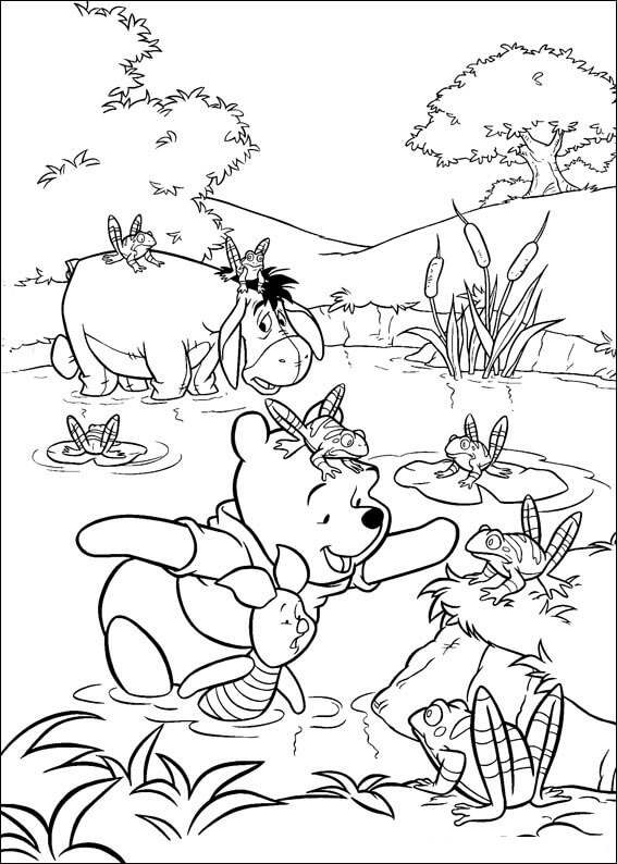 Dibujo de Sencillo Winnie de Pooh y Amigos para Colorear