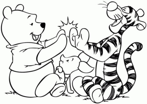 Dibujo de Winnie de Pooh y Amigos Normales para Colorear