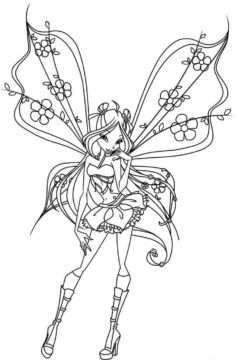 Dibujo de Hermosa Winx Club Enchantix para Colorear
