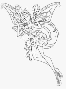 Dibujo de Winx Club Enchantix Divertido para Colorear