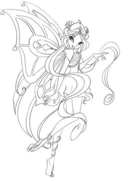 Dibujo de Winx Club Enchantix Feliz para Colorear