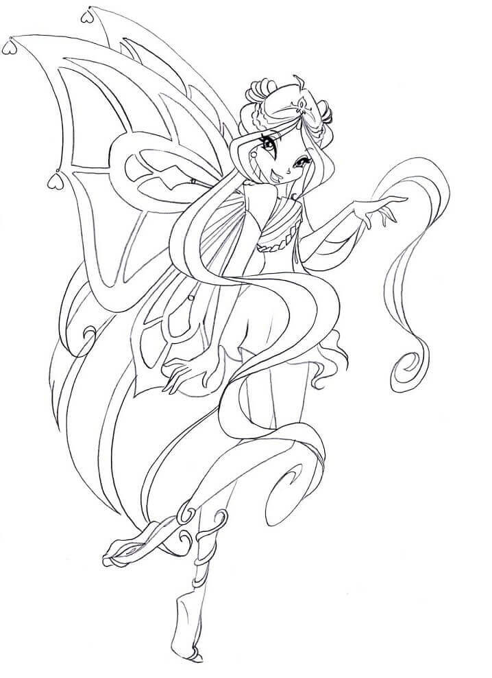 Dibujo de Winx Club Enchantix Feliz para Colorear