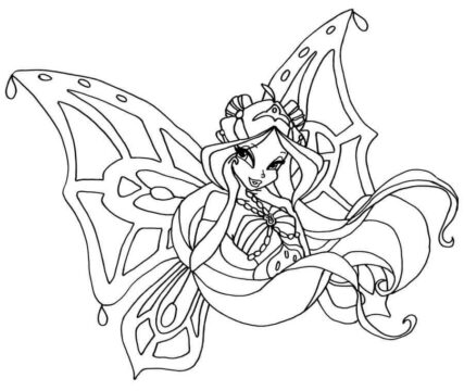 Dibujo de Winx Club Enchantix Sonriendo para Colorear
