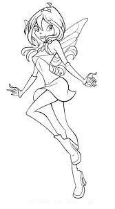 Dibujo de Hada Winx Sonriente para Colorear