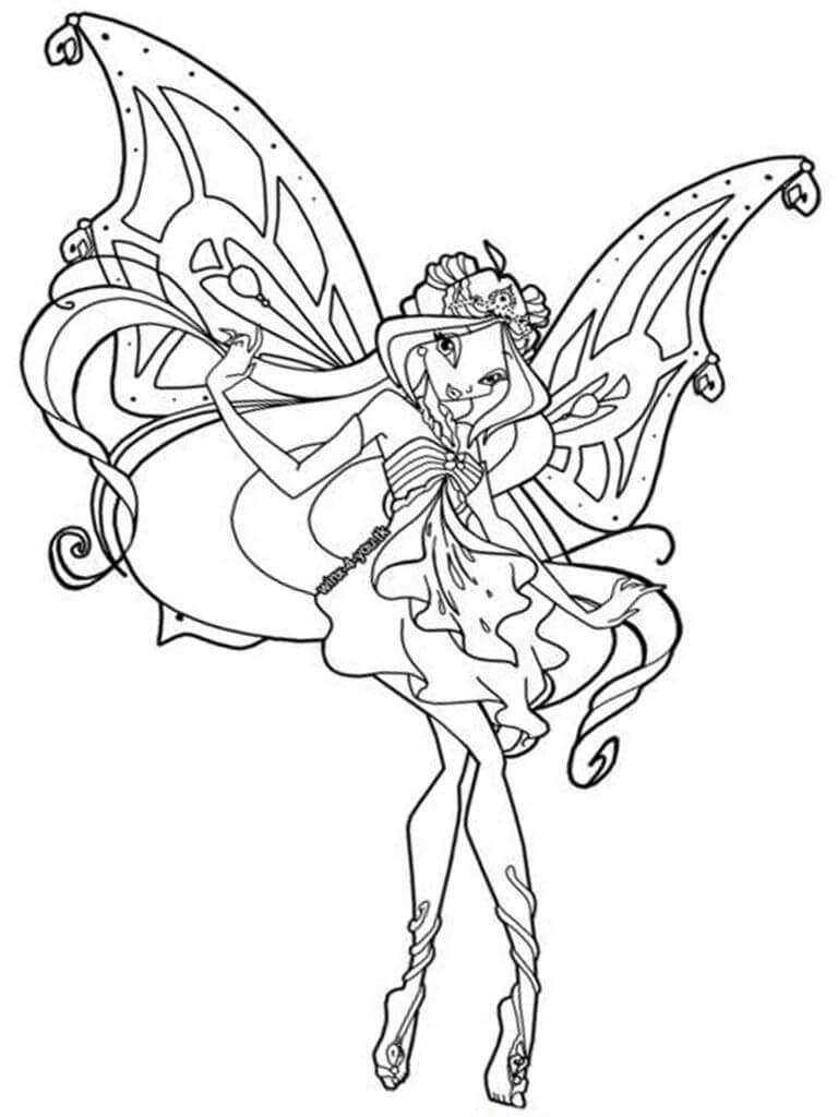 Dibujo de Winx Bloom Gracioso para Colorear